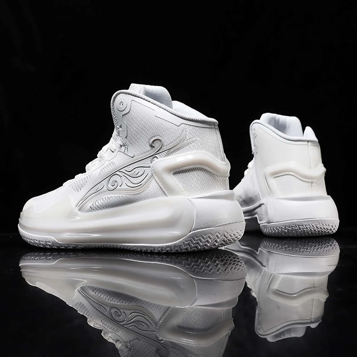 Men and Women Comfortable and Breathable Basketball Sneakers mid Top Lace Up Non Slip Running Shoes Lightweight Carrying Casual Sneakers Durable Fitness Training Shoes