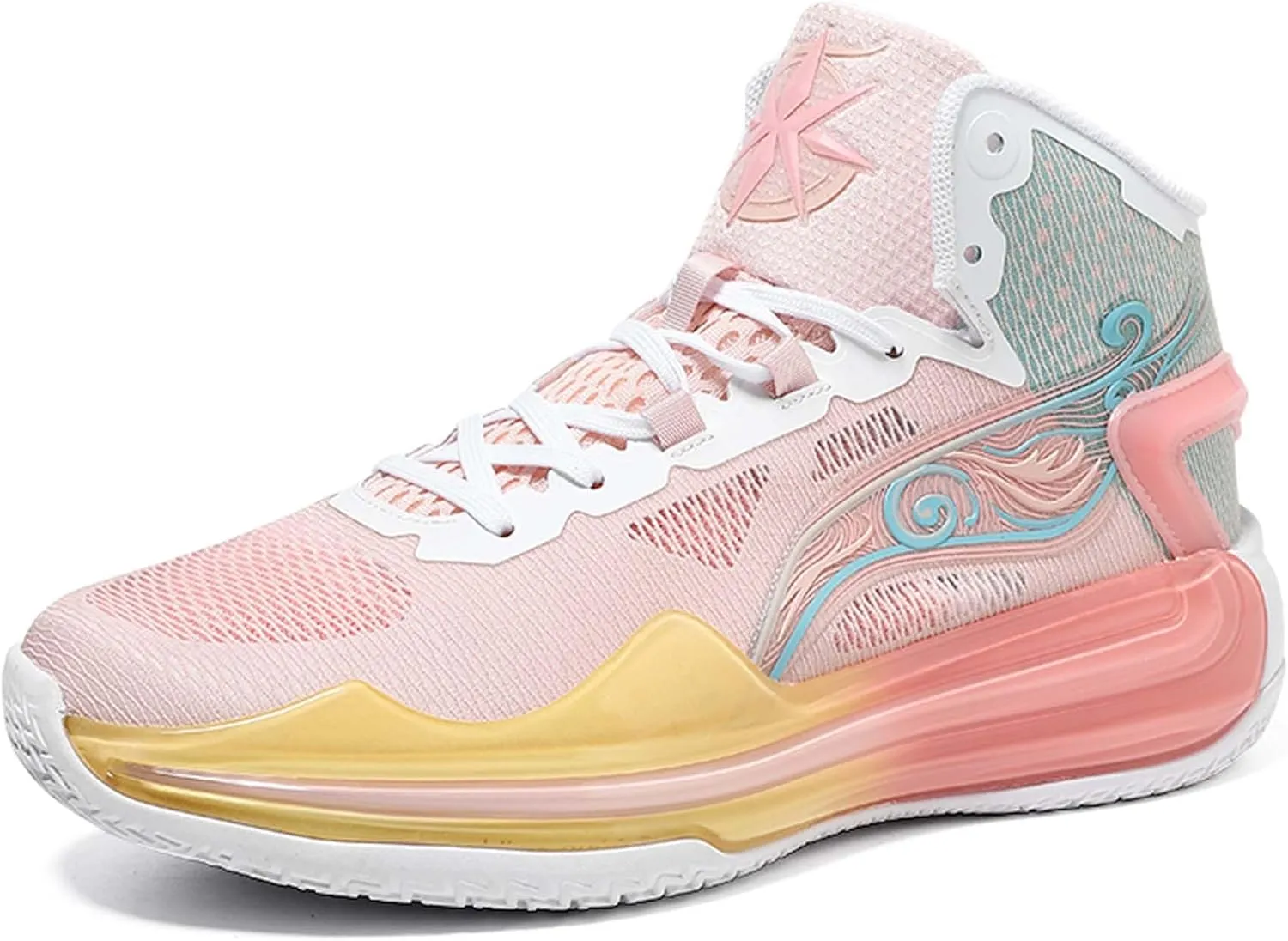 Men and Women Comfortable and Breathable Basketball Sneakers mid Top Lace Up Non Slip Running Shoes Lightweight Carrying Casual Sneakers Durable Fitness Training Shoes