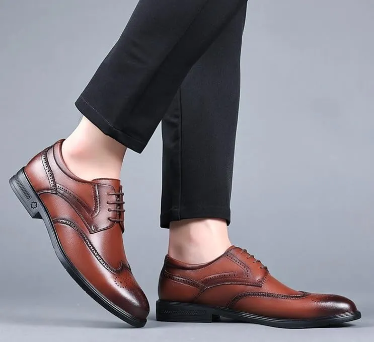Men Casual Derby Shoes Mens Formal Business Classic Lace Up Wingtip Brogue Oxford Shoes