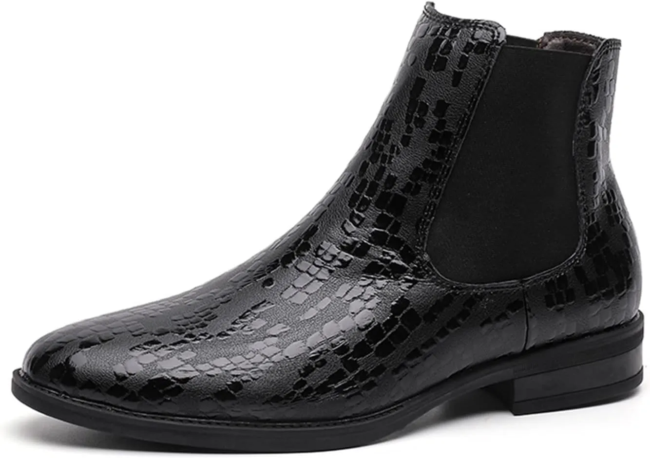 Men's Chelsea Ankle Boots Crocodile Print Elastic Bandage Cowhide Leather Non Slip Waterproof Wearable Formal Pull On