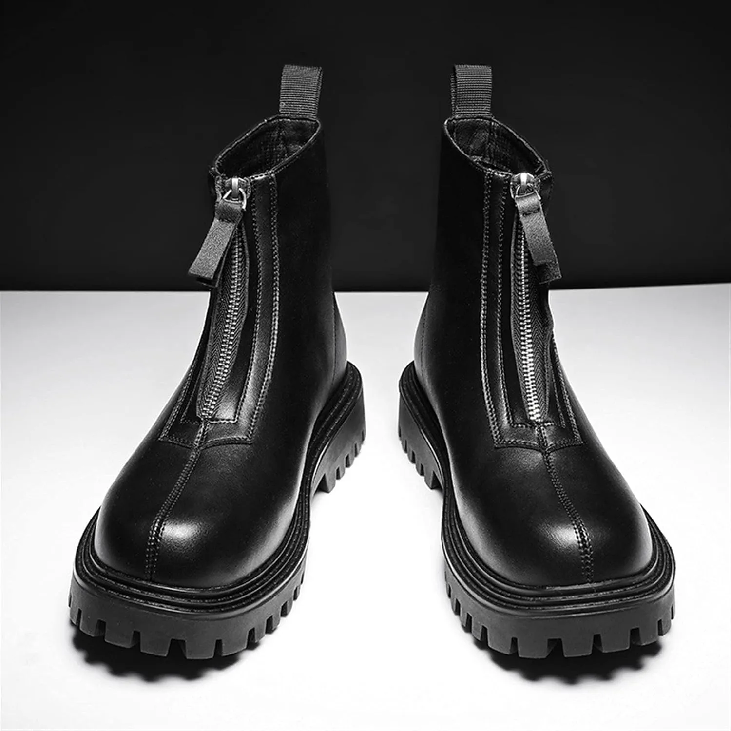 Men's Chelsea Ankle Boots Lrregular Bottom Front Zip Cowhide Leather Waterproof Wearable Non Casual Work Slip On