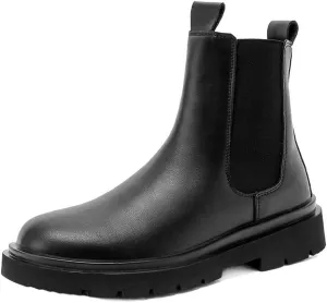 Men's Chelsea Ankle Boots Round Toe Simple Leather Waterproof Anti-slip Wearable Casual Work Slip On