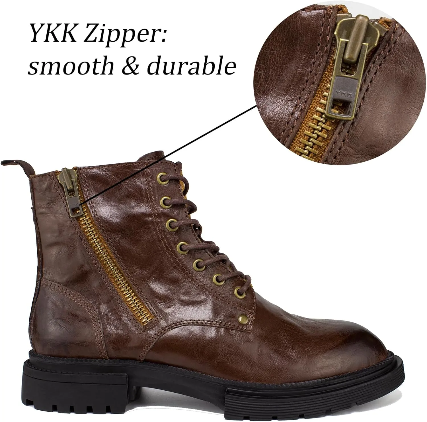 Men's Chelsea Boots with YKK Zipper & Breathable OrthoLite Footbed | Fashion Casual Full-Grain Leather Ankle Boots| Durable Slip-Resistant Rubber Sole for Comfort & Support