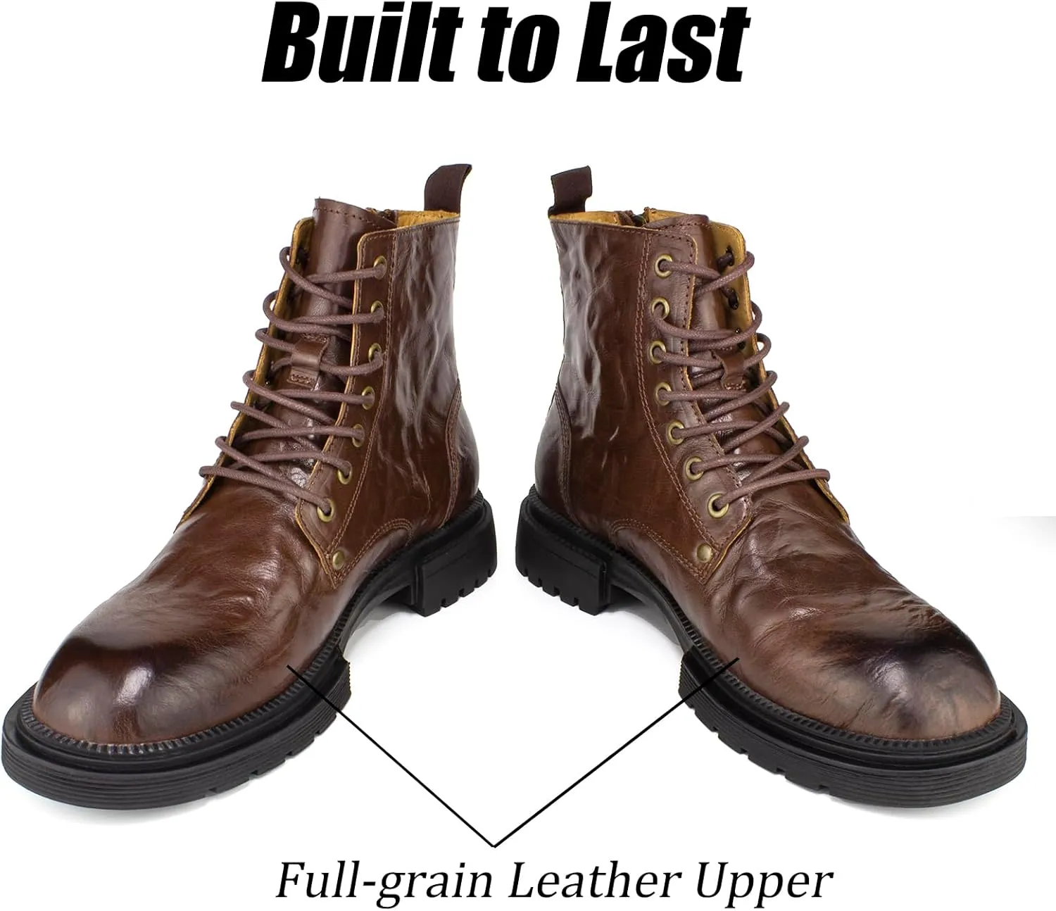 Men's Chelsea Boots with YKK Zipper & Breathable OrthoLite Footbed | Fashion Casual Full-Grain Leather Ankle Boots| Durable Slip-Resistant Rubber Sole for Comfort & Support