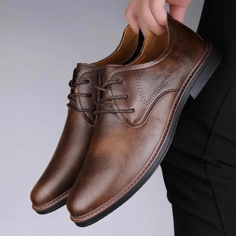 Men's Classic Lace-up Formal Business Oxford Shoes Genuine Leather Low Men Dress Shoes