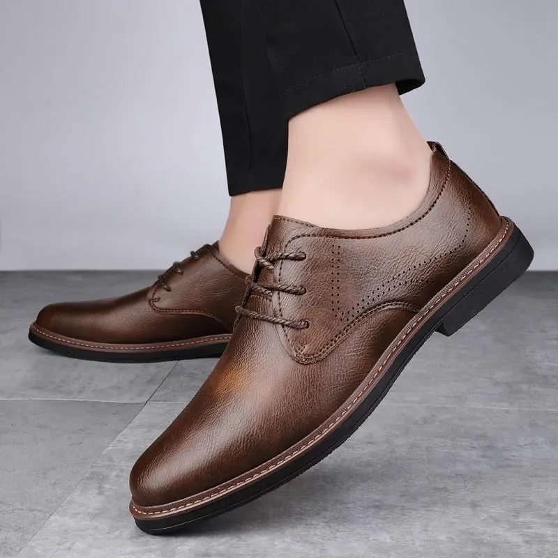 Men's Classic Lace-up Formal Business Oxford Shoes Genuine Leather Low Men Dress Shoes