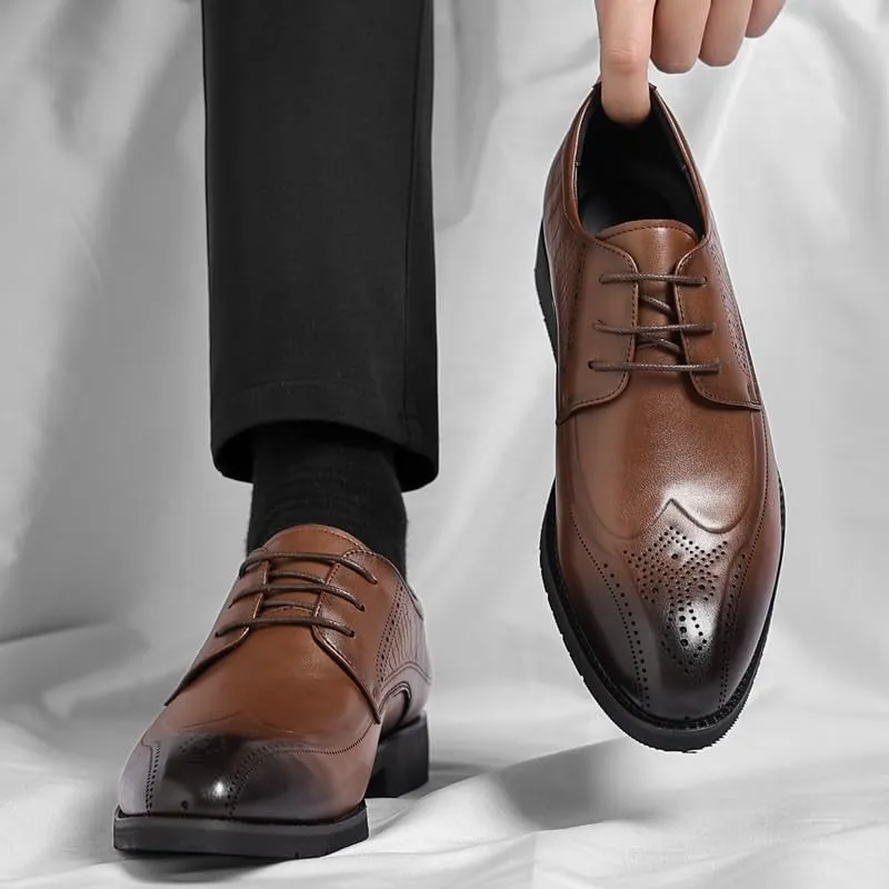 Men's Classic Leather Formal Oxford Shoes Casual Business Lace-up Dress Shoes for Men