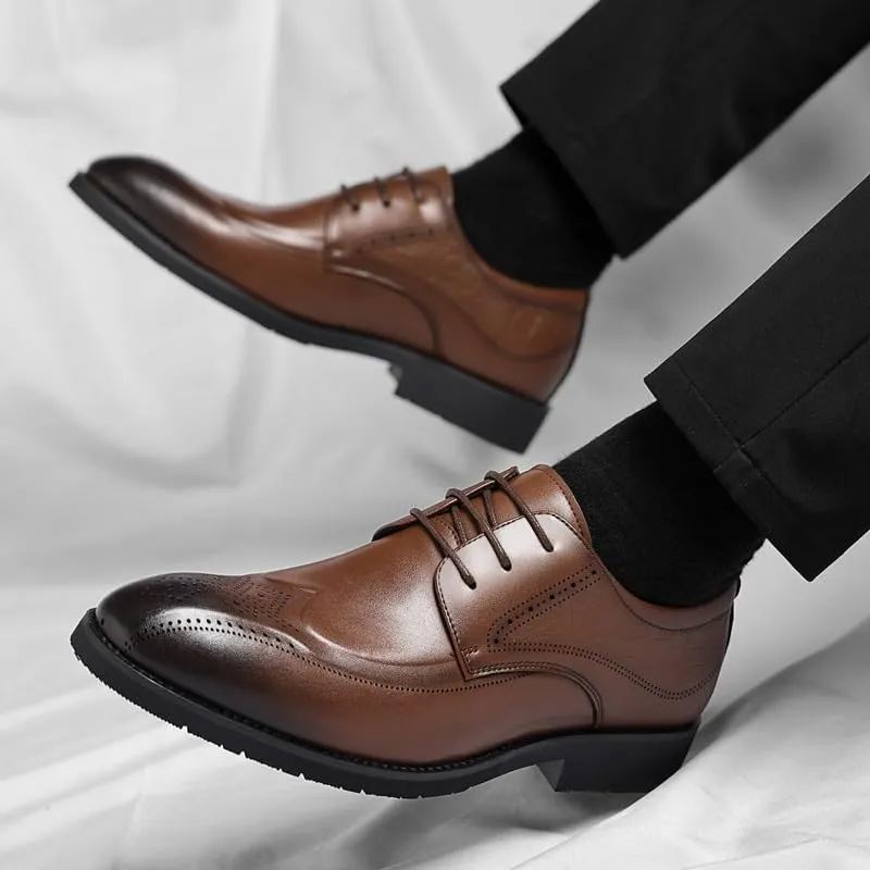 Men's Classic Leather Formal Oxford Shoes Casual Business Lace-up Dress Shoes for Men