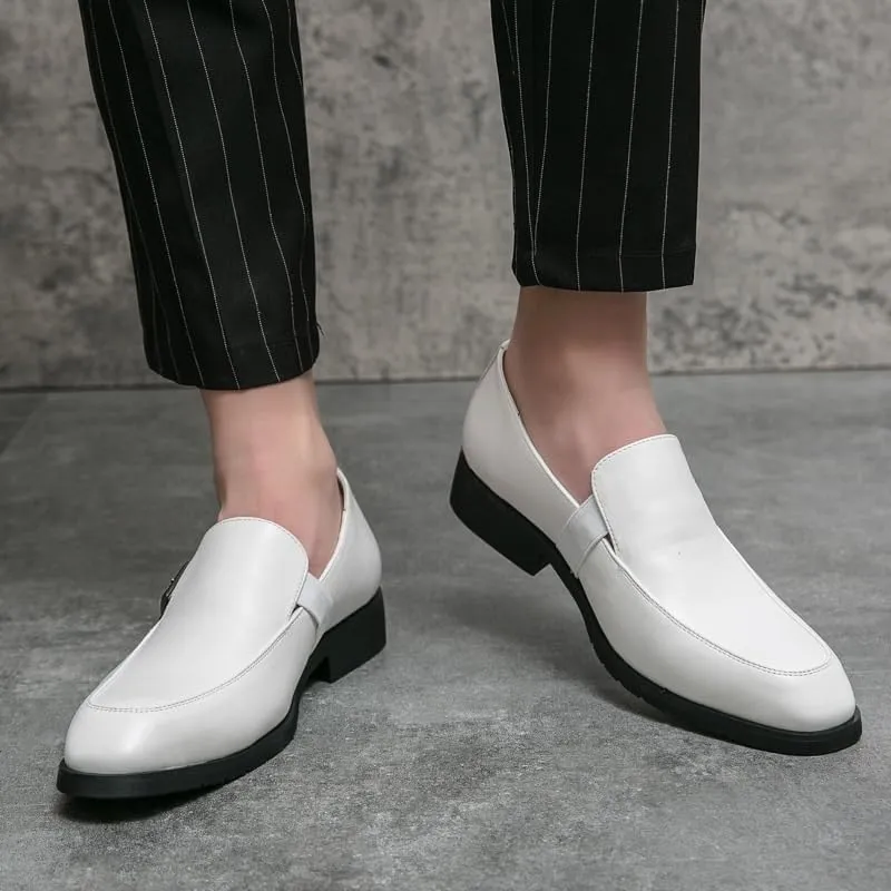 Mens Derby Shoes Outdoor Fashion Classic Pointed Toe Lace Up Low Top Leather Dress Shoes Classic Lace-up Shiny Patent Leather Dress Shoes(White,7)