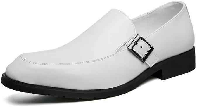 Mens Derby Shoes Outdoor Fashion Classic Pointed Toe Lace Up Low Top Leather Dress Shoes Classic Lace-up Shiny Patent Leather Dress Shoes(White,7)