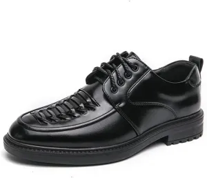 Men's Dress Shoes Breathable Business Classic Oxfords Shoes for Men Lace-up Patent Leather Tuxedo Shoes(Black,8)