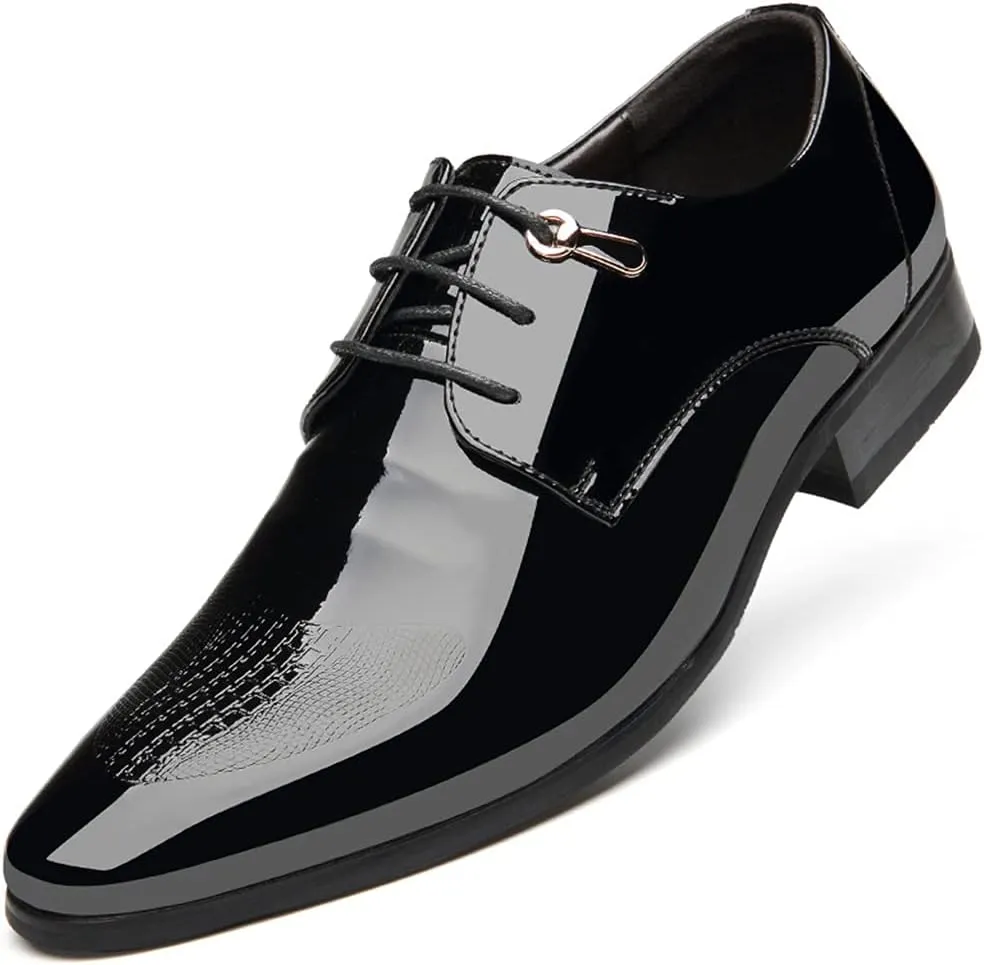 Mens Dress Shoes, Lace Up Business Shoes Pointed Toe Leather Derby Oxford Shoes Wedding Fashionable Office Casual,Black- 44/UK 9.5/US 10