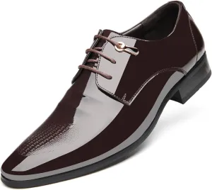 Mens Dress Shoes, Lace Up Business Shoes Pointed Toe Leather Derby Oxford Shoes Wedding Fashionable Office Casual,Brown- 44/UK 9.5/US 10