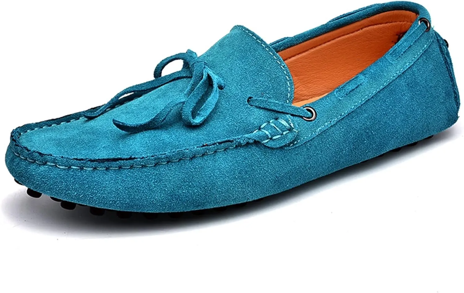 Men's Driving Loafers 1 Eye Deck Shoes Genuine Leather Detailed Stitching Suede Upper Lightweight Flat Heel Strong Flexible