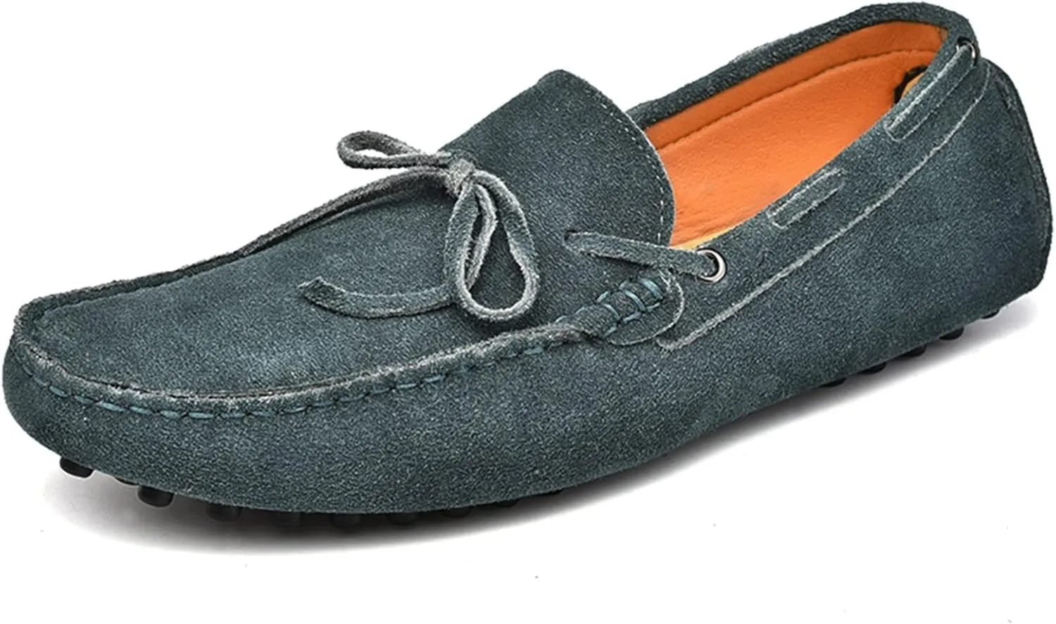 Men's Driving Loafers 1 Eye Deck Shoes Genuine Leather Detailed Stitching Suede Upper Lightweight Flat Heel Strong Flexible