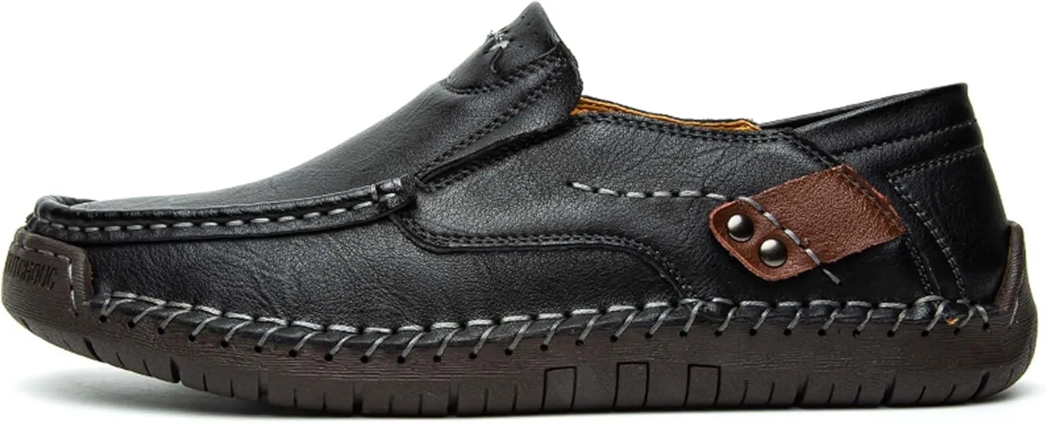 Men's Fashion Athletic Casual Shoes, Premium Genuine Leather Men's Loafers, Flat Loafers, Walking Shoes, Driving Shoes, Hand Sewn, More Durable