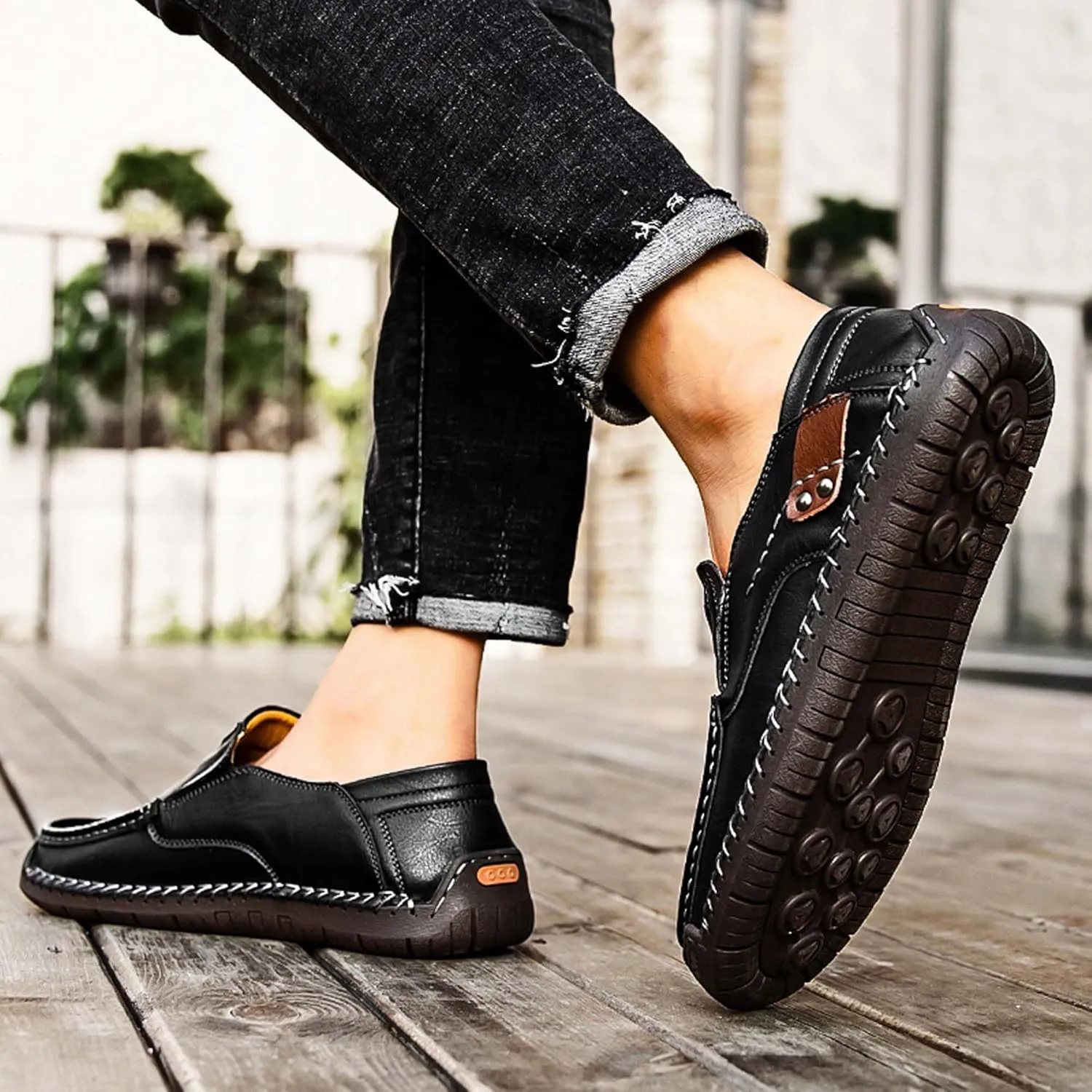 Men's Fashion Athletic Casual Shoes, Premium Genuine Leather Men's Loafers, Flat Loafers, Walking Shoes, Driving Shoes, Hand Sewn, More Durable