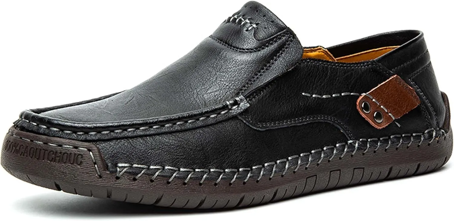 Men's Fashion Athletic Casual Shoes, Premium Genuine Leather Men's Loafers, Flat Loafers, Walking Shoes, Driving Shoes, Hand Sewn, More Durable