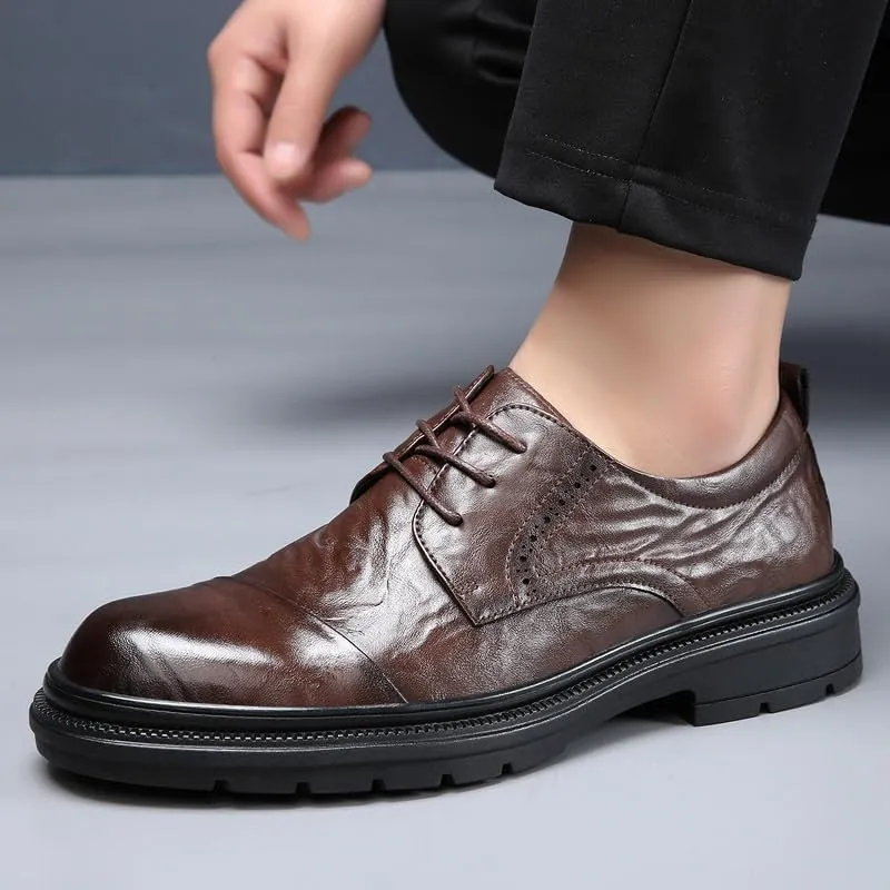 Men's Fashion Classic Lace Up Low Dress Shoes Men Business Casual Formal Leather Oxfords Shoes
