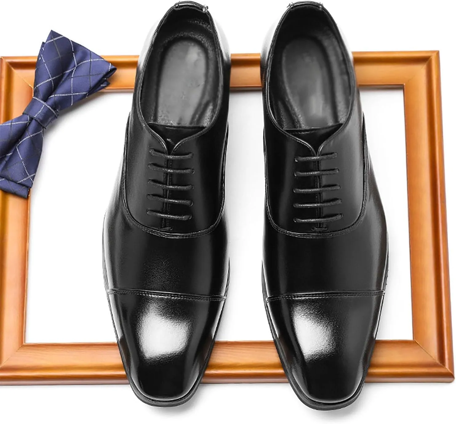 Mens Faux Patent Leather Classic Lace-up Oxford Dress Shoes Classic Business Dress Shoes Fashion Elegant Wedding Shoes Men