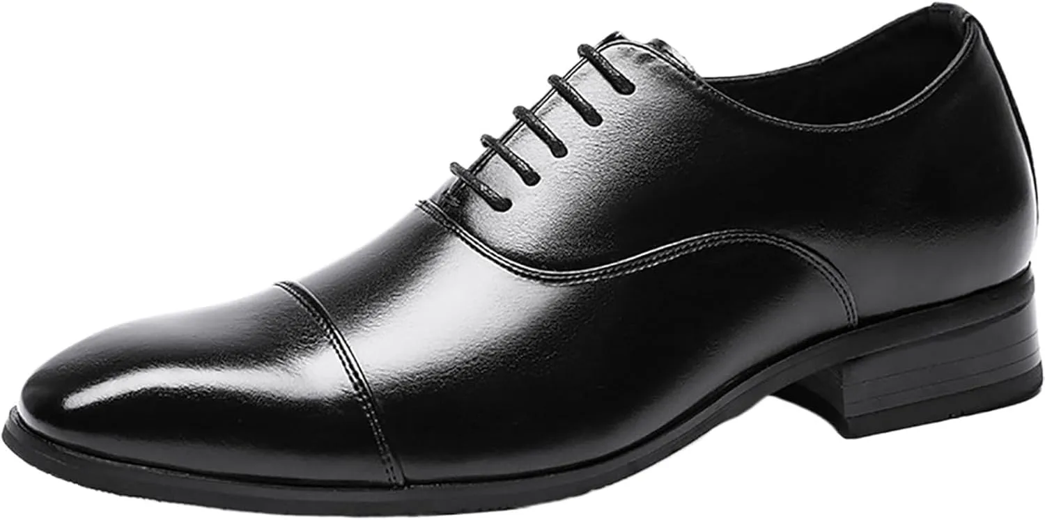 Mens Faux Patent Leather Classic Lace-up Oxford Dress Shoes Classic Business Dress Shoes Fashion Elegant Wedding Shoes Men