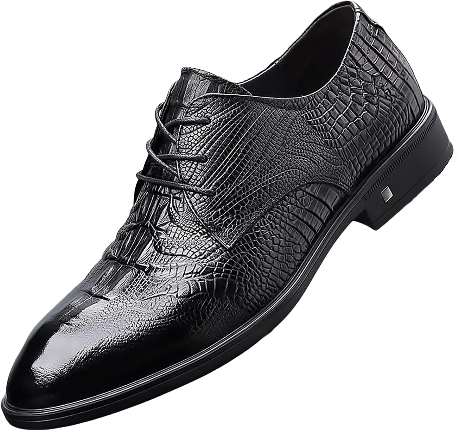 Men's Genuine Leather Oxford Shoes Anti-Slip Rubber Sole Classic Lace-Up Derby Business Casual Wedding Formal Shoes for Parties