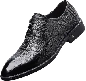 Men's Genuine Leather Oxford Shoes Anti-Slip Rubber Sole Classic Lace-Up Derby Business Casual Wedding Formal Shoes for Parties