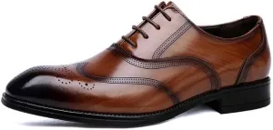 Men's Genuine Leather Oxford Shoes - Classic Pointed-Toe Derby Dress Shoes for Business & Casual Wear