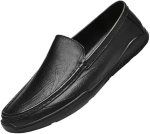 Men's Genuine Leather Oxford Shoes - Classic Slip-On Dress Shoes for Business & Formal Occasions