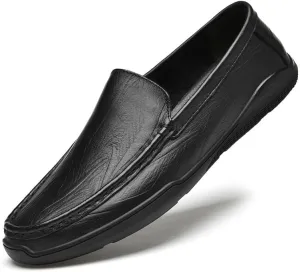 Men's Genuine Leather Oxford Shoes Men Classic Slip On Dress Shoes Men Non-Slip Business Formal Derby Shoes(Black,7)