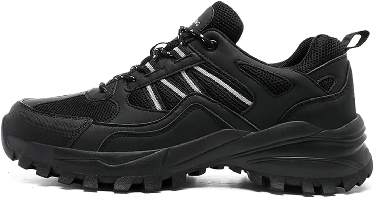 Mens Hiking Shoes Walking Trainers Outdoor Work Sneakers Running Shoes Non-Slip Breathable Trekking Footwear for Camping Travel
