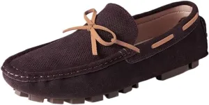 Mens Loafers Shoe Stitching Detailed Round Toe Suede Vamp Slip Resistant Comfortable Fashion Casual Slip-ons