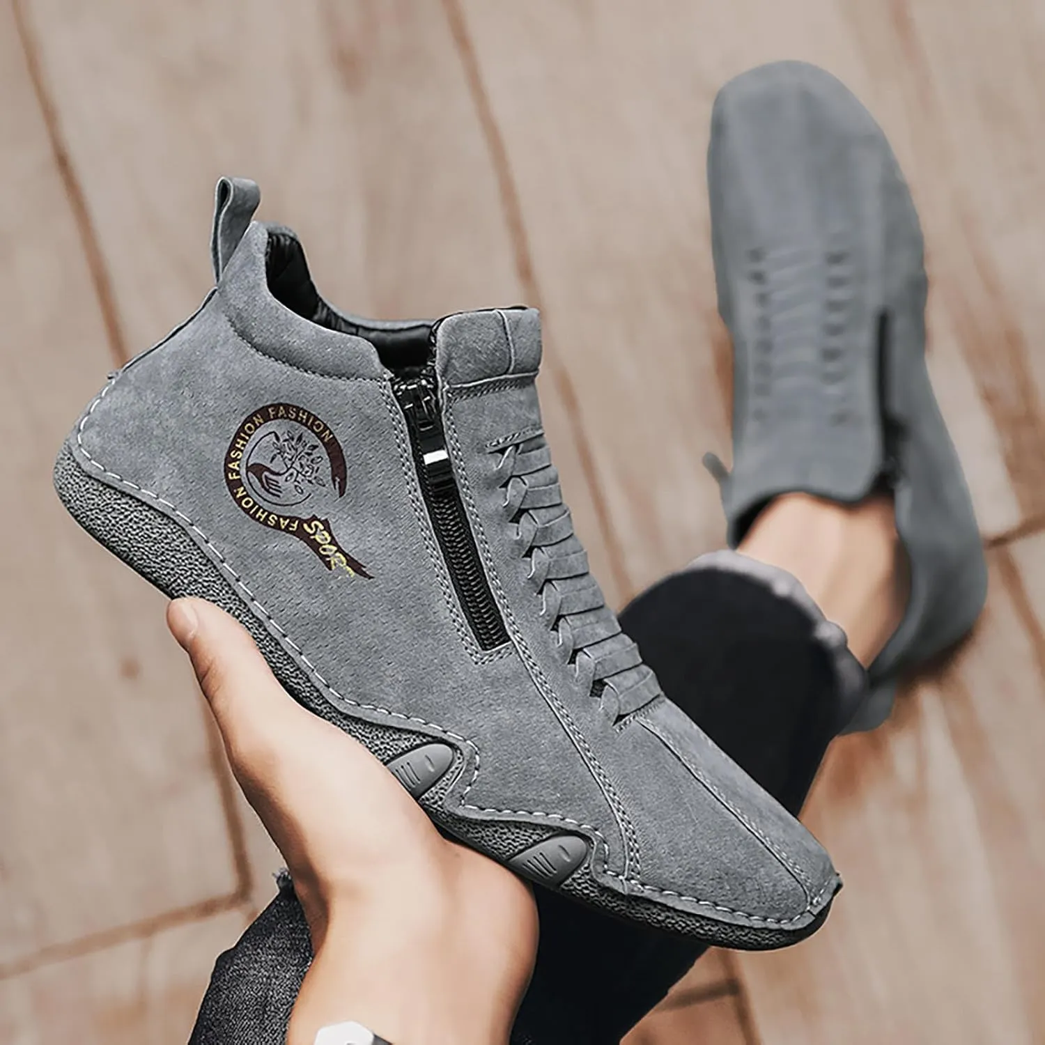 Men's Orthopedic Sneakers Comfortable Zipper Shoes Soft Flat Soled Casual Walking Sneakers Formal Dress Shoes
