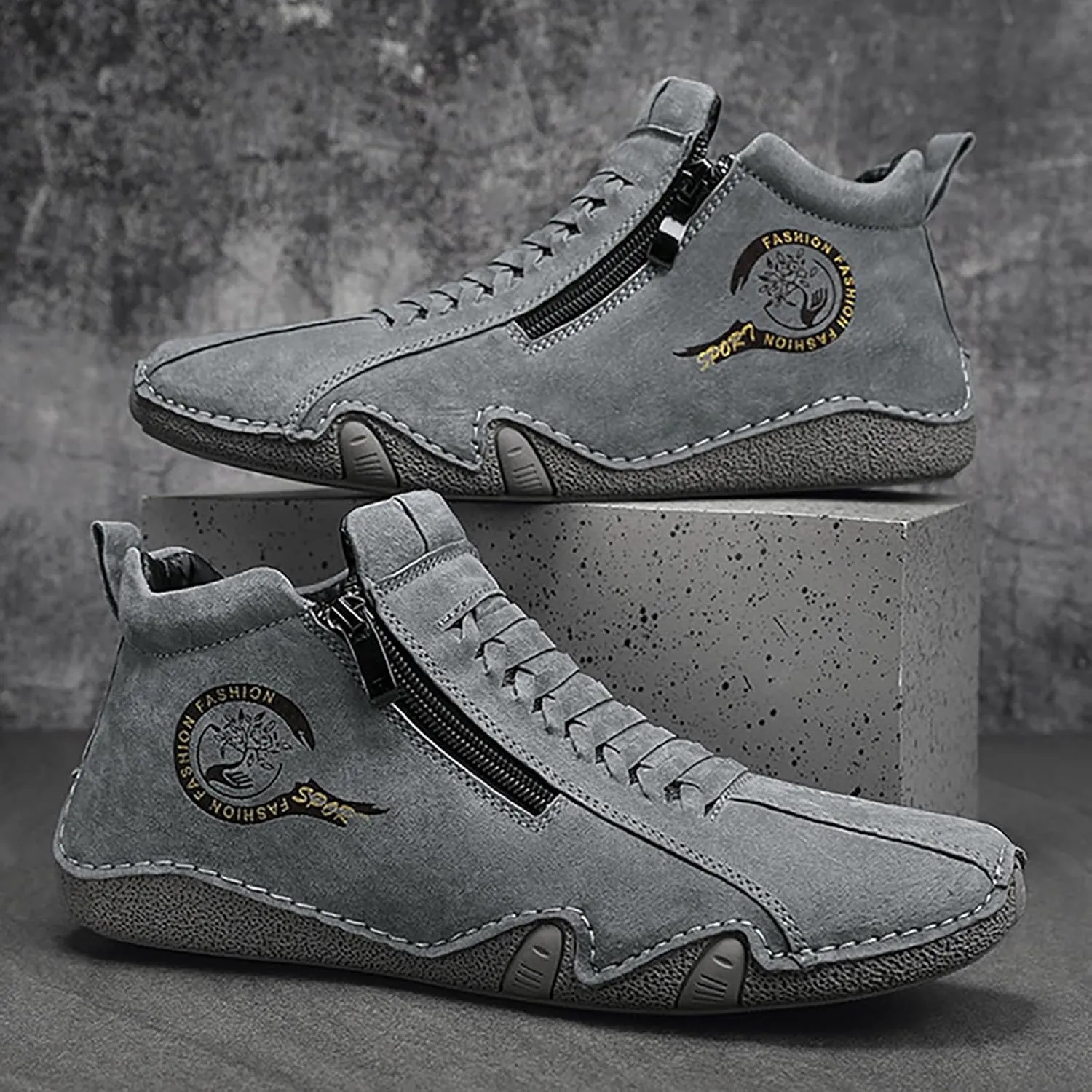 Men's Orthopedic Sneakers Comfortable Zipper Shoes Soft Flat Soled Casual Walking Sneakers Formal Dress Shoes