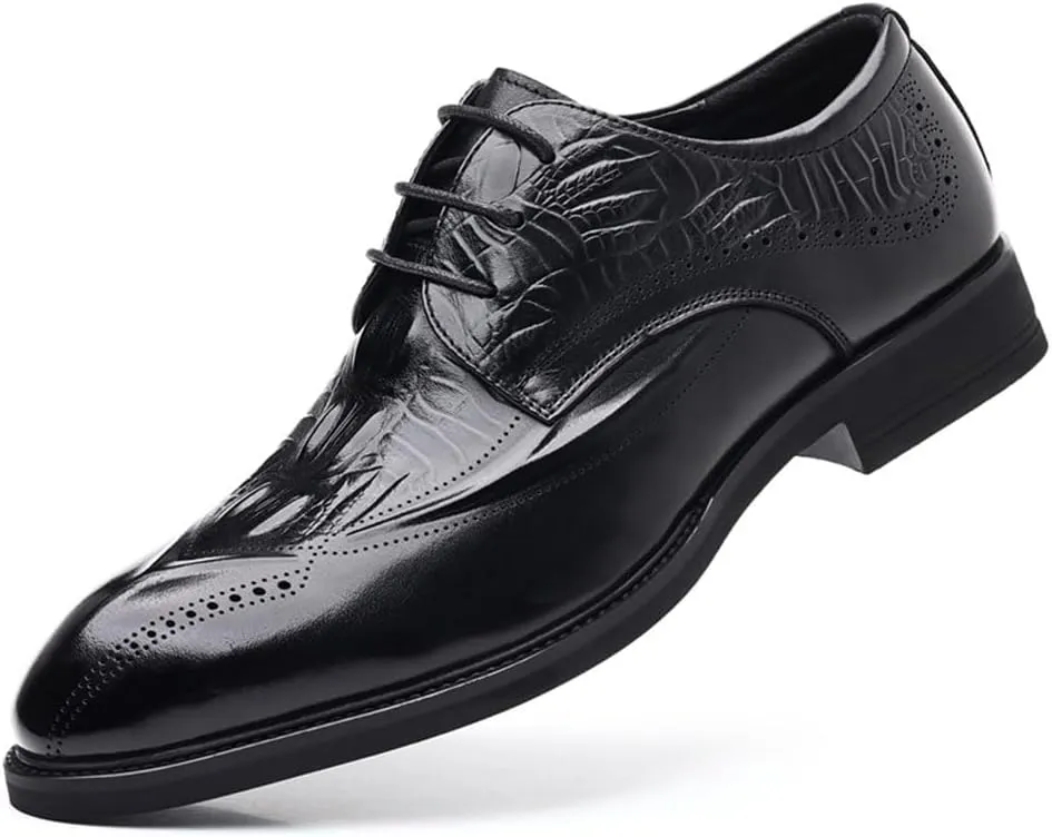 Mens Oxford Men's Luxury Classic Lace-up Formal Oxfords Shoes Fashion Classic Carved Pointed Toe Leather Low Heels Dress Shoes Dress Shoes