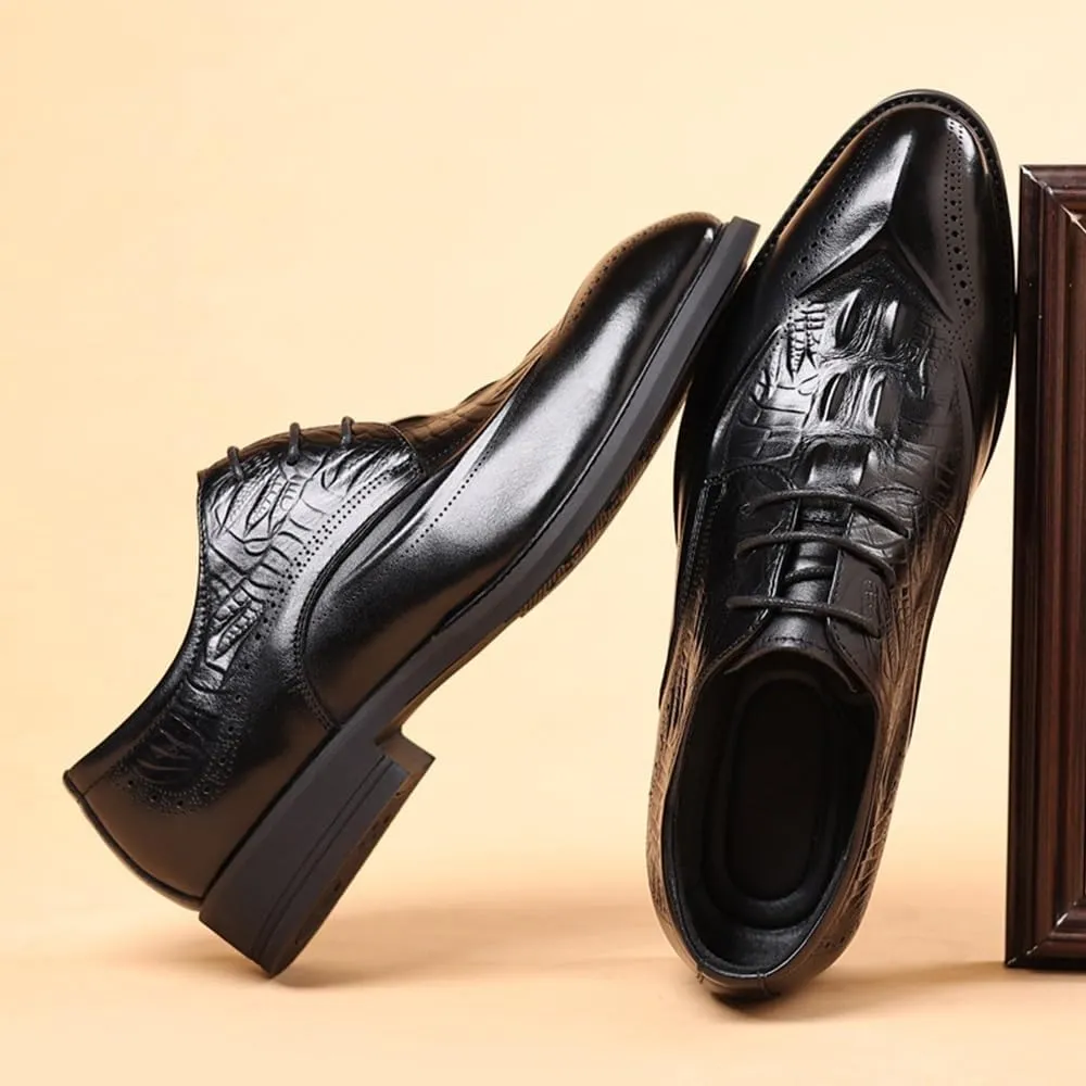 Mens Oxford Men's Luxury Classic Lace-up Formal Oxfords Shoes Fashion Classic Carved Pointed Toe Leather Low Heels Dress Shoes Dress Shoes