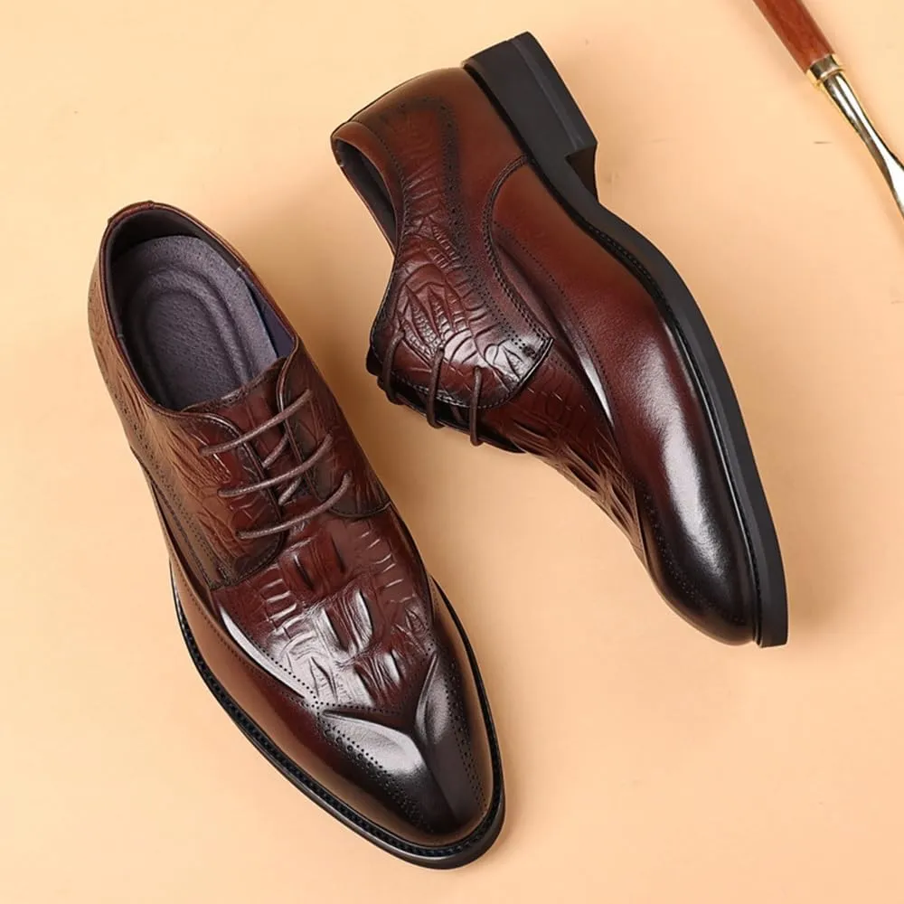 Mens Oxford Men's Luxury Classic Lace-up Formal Oxfords Shoes Fashion Classic Carved Pointed Toe Leather Low Heels Dress Shoes Dress Shoes