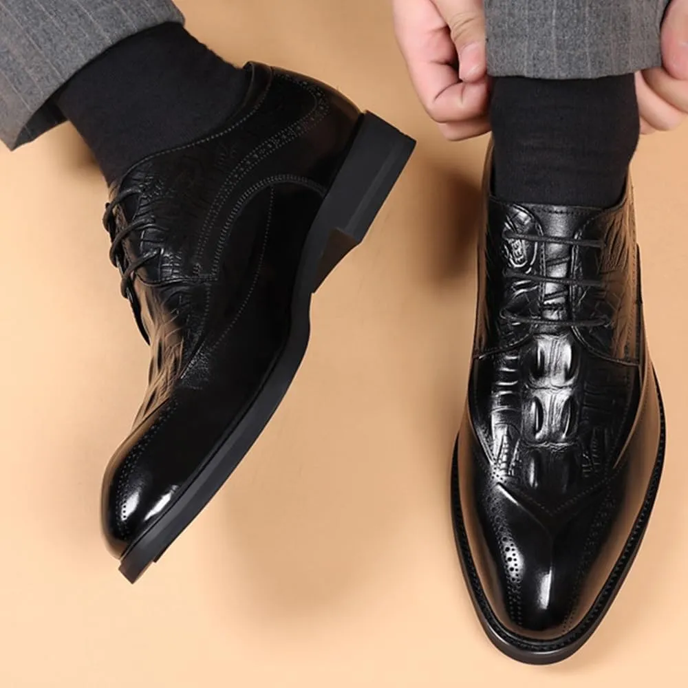 Mens Oxford Men's Luxury Classic Lace-up Formal Oxfords Shoes Fashion Classic Carved Pointed Toe Leather Low Heels Dress Shoes Dress Shoes