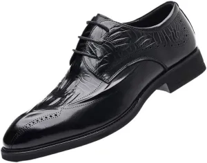 Men's Oxfords Shoes Fashion Classic Lace Up Dress Shoes Business Casual Derby Shoes for Office Working(Black,8)