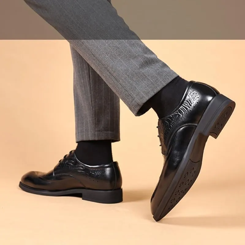 Men's Oxfords Shoes Fashion Classic Lace Up Dress Shoes Business Casual Derby Shoes for Office Working(Black,8)