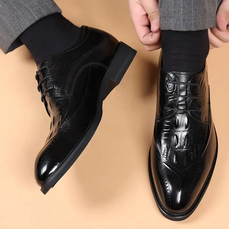 Men's Oxfords Shoes Fashion Classic Lace Up Dress Shoes Business Casual Derby Shoes for Office Working(Black,8)