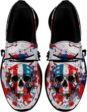 Men's Skull Loafers American Flag Slip-on Shoes Causal Shoes Gifts for Women Men