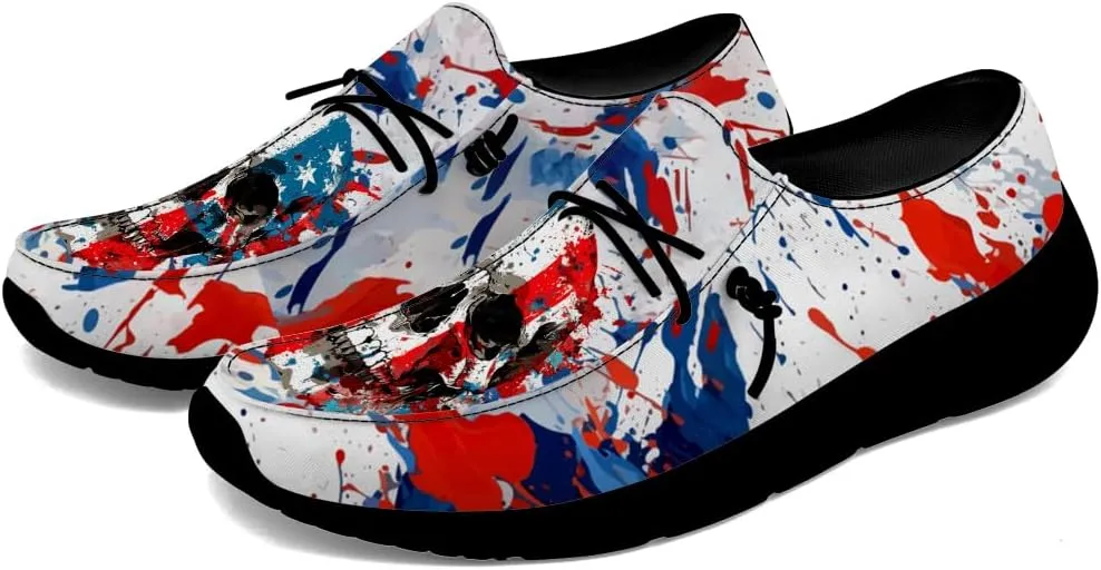 Men's Skull Loafers American Flag Slip-on Shoes Causal Shoes Gifts for Women Men