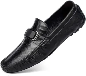 Men's Slip-Ons Loafers Mens Fashion Classic Pointed Toe Low Top Leather Dress Shoes