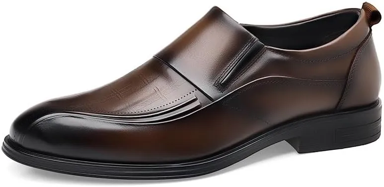 Men's Vintage Classic Slip On Dress Shoes Men Leather Non-Slip Business Platform Oxfords Shoes