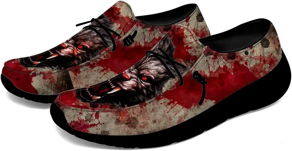 Men's Wolf Shoes Casual Loafers Slip-on Sneakers Wolf Gifts for Men Women