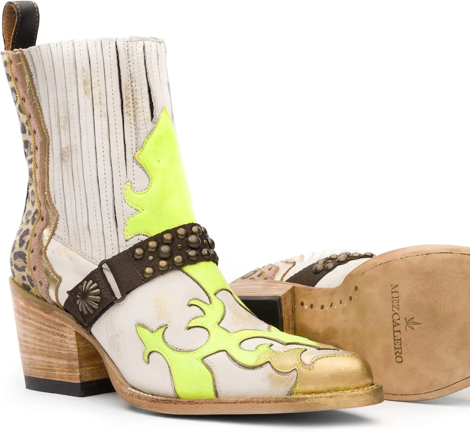 Mezcalero | White Leather Ankle Boots for Women with vintage finish - Dudi