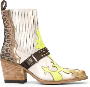 Mezcalero | White Leather Ankle Boots for Women with vintage finish - Dudi