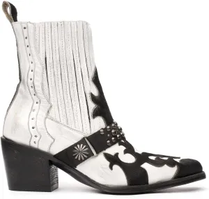 Mezcalero | White Leather Ankle Boots for Women with vintage finish - Dudi