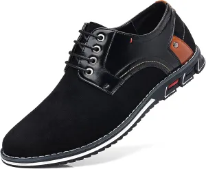 NELSBREXMen's Suede Leather Flat Orthopedic Oxford Shoes Vintage Round Toe Breathable Non-Slip Lace-up Casual Derby Shoes Walking Driving Business Formal Sneakers